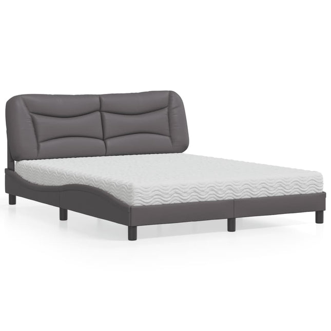 Bed met matras kunstleer grijs 160x200 cm