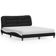 Bed met matras 160x200 cm kunstleer zwart wit
