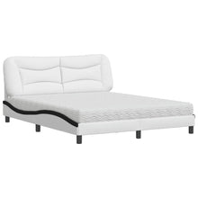 Bed Met Matras Kunstleer 160 x 200 cm Wit en zwart