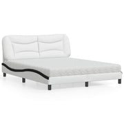 Bed met matras 160x200 cm wit zwart kunstleer
