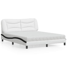 Bed Met Matras Kunstleer 160 x 200 cm Wit en zwart