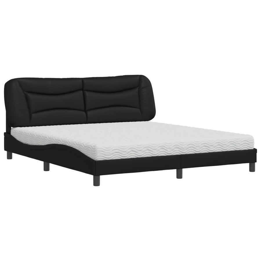 Bed met matras kunstleer zwart 180x200 cm