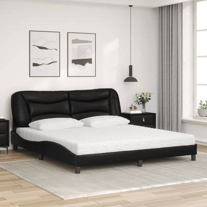 Bed met matras kunstleer zwart 180x200 cm