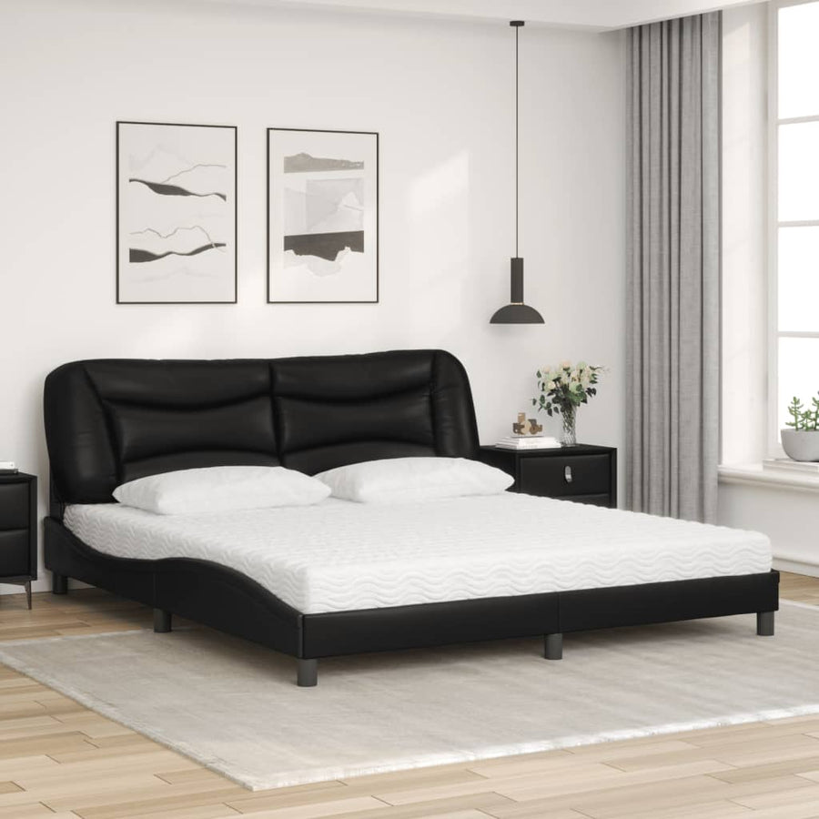 Bed met matras kunstleer zwart 180x200 cm