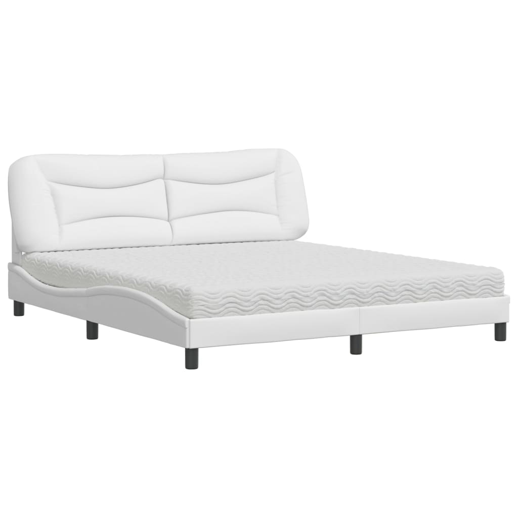 Bed met matras kunstleer wit 180x200 cm