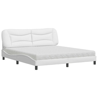 Bed met matras kunstleer wit 180x200 cm