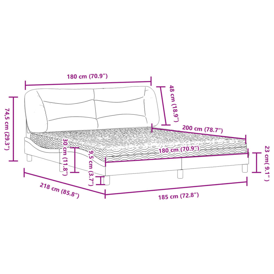 Bed met matras kunstleer wit 180x200 cm