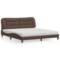 Bed with mattress "Hvar" faux leather brown 180x200 cm
