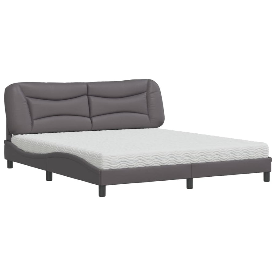Bed met matras kunstleer grijs 180x200 cm