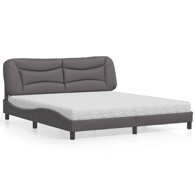 Bed met matras kunstleer grijs 180x200 cm