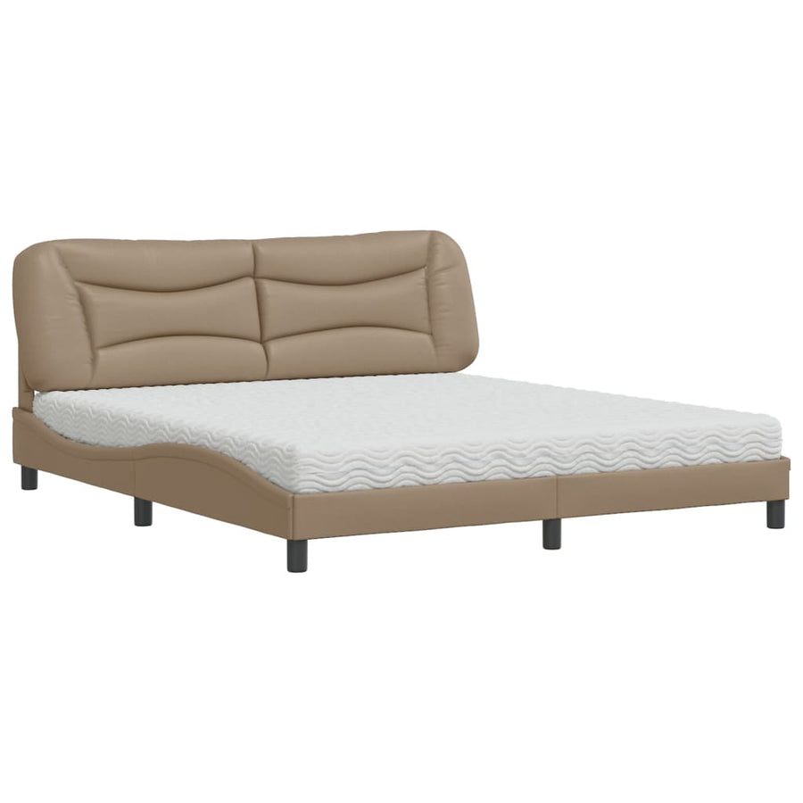 Bed met matras kunstleer cappuccinokleurig 180x200 cm