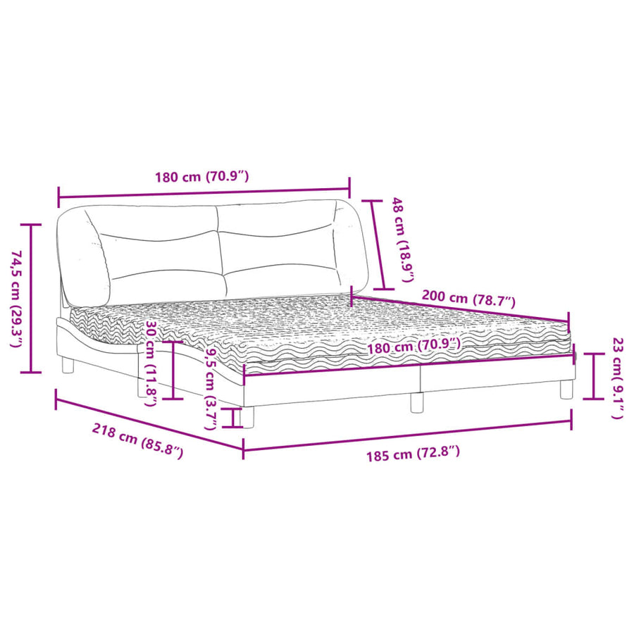 Bed met matras kunstleer cappuccinokleurig 180x200 cm