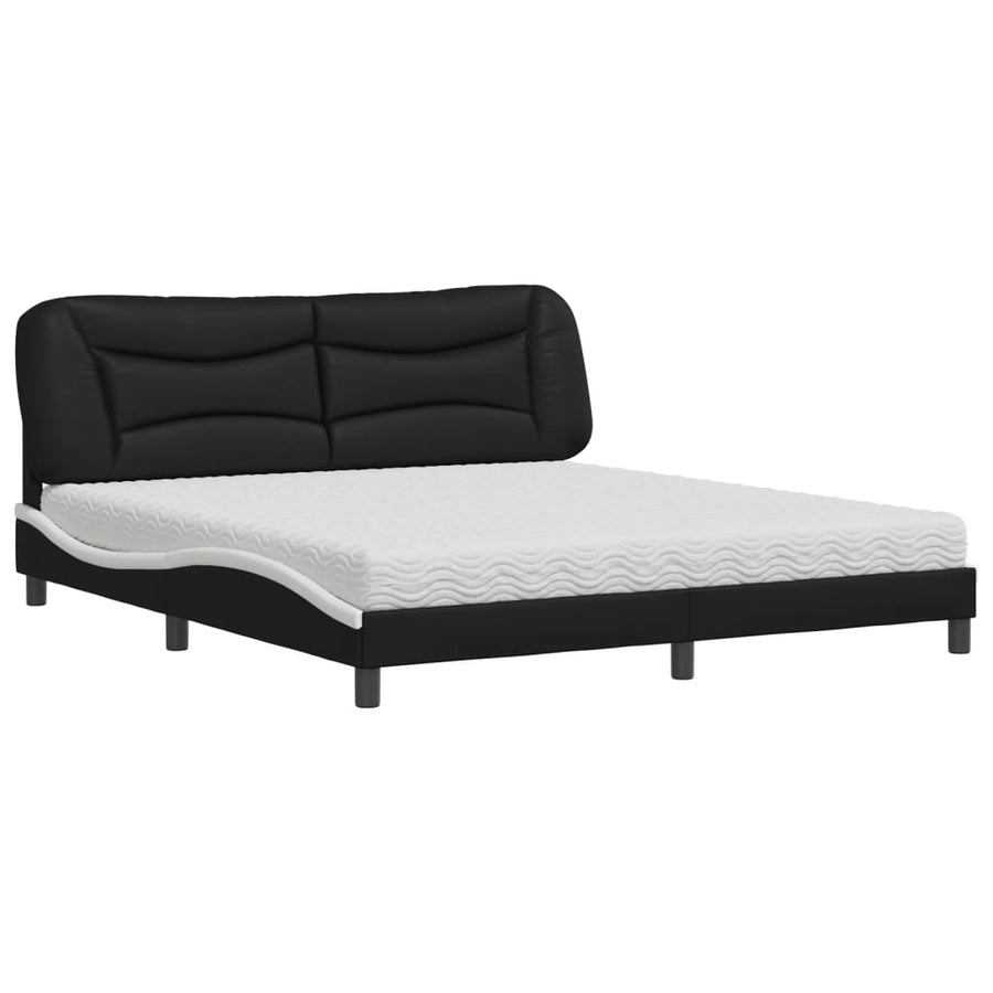 Bed met matras kunstleer zwart en wit 180x200 cm