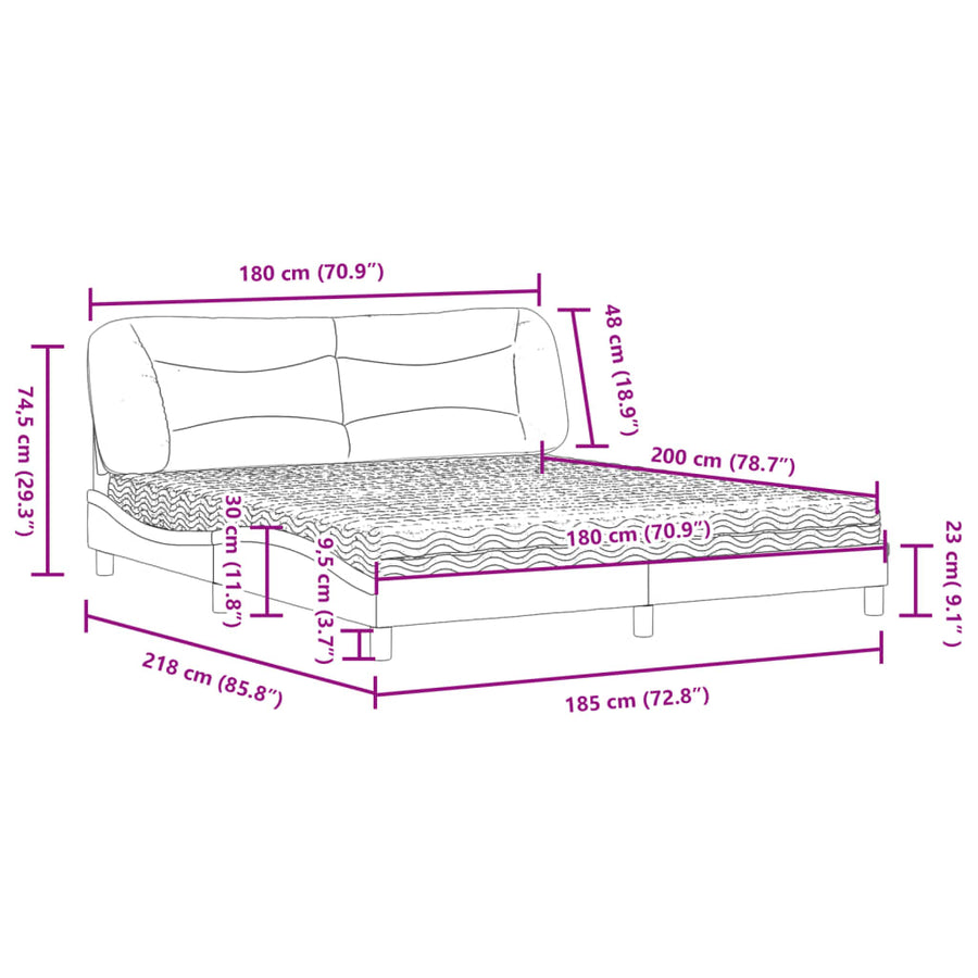 Bed met matras kunstleer zwart en wit 180x200 cm
