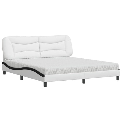 Bed met matras kunstleer wit en zwart 180x200 cm