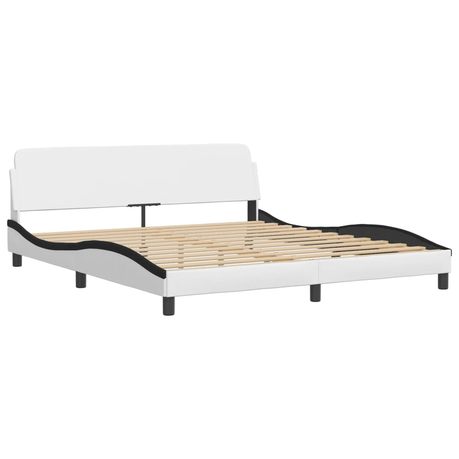 Bed met matras kunstleer wit en zwart 180x200 cm