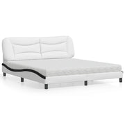 Bed met matras 180x200 cm kunstleer wit zwart