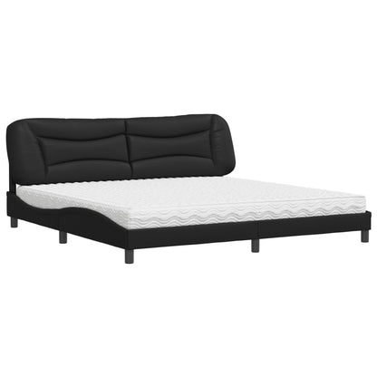 Bed Met Matras Kunstleer 200 x 200 cm Zwart