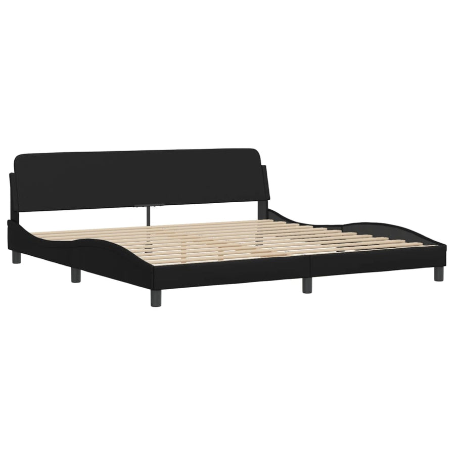 Bed Met Matras Kunstleer 200 x 200 cm Zwart
