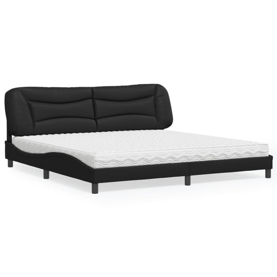 Bed Met Matras Kunstleer 200 x 200 cm Zwart