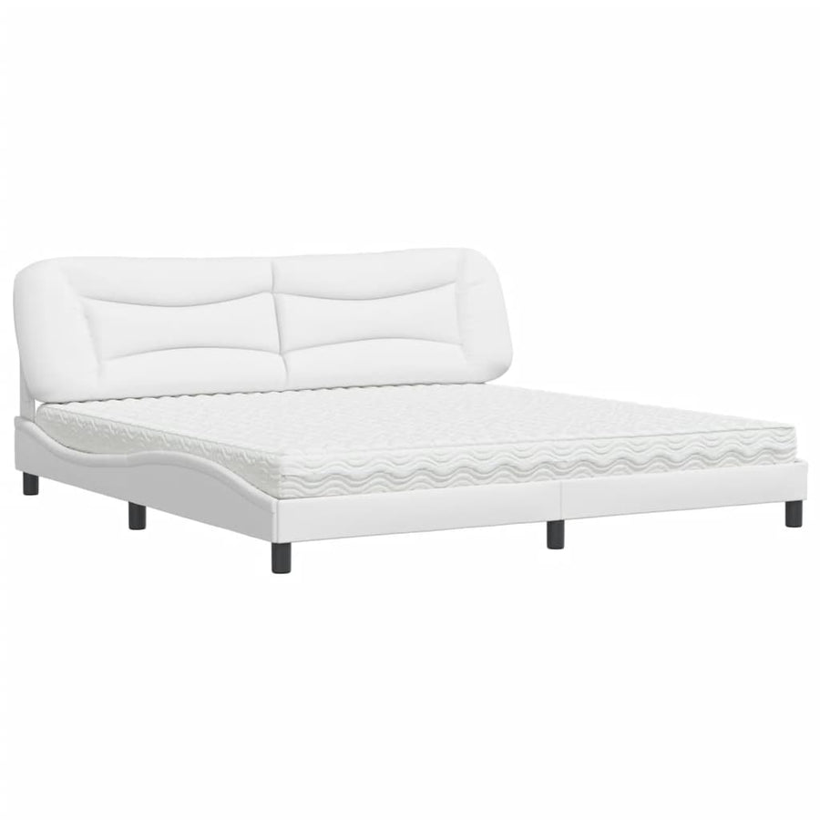 Bed met matras kunstleer wit 200x200 cm