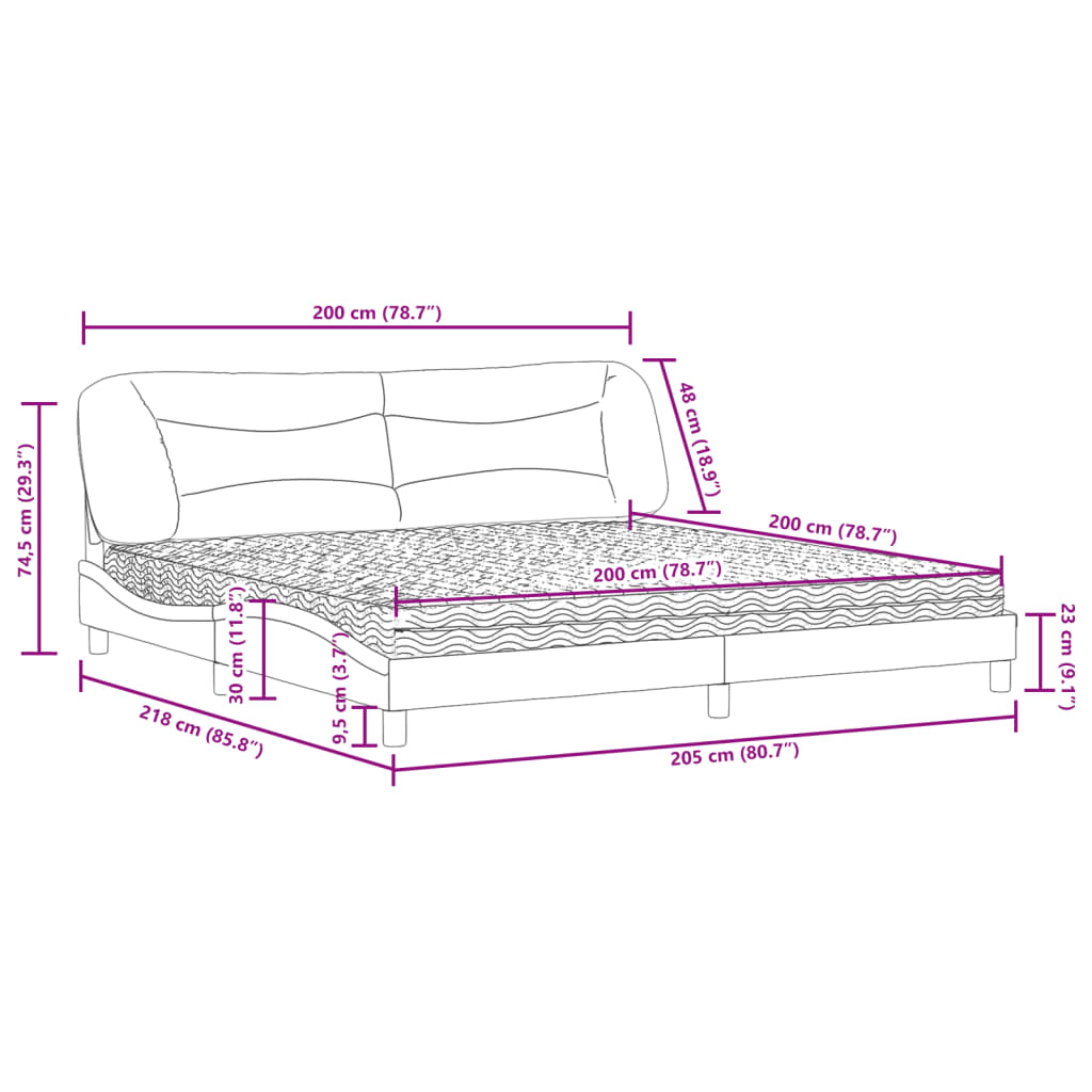 Bed met matras kunstleer grijs 200x200 cm