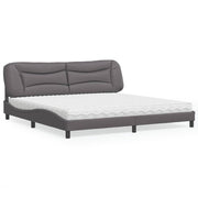Bed met matras 200x200 cm grijs kunstleer