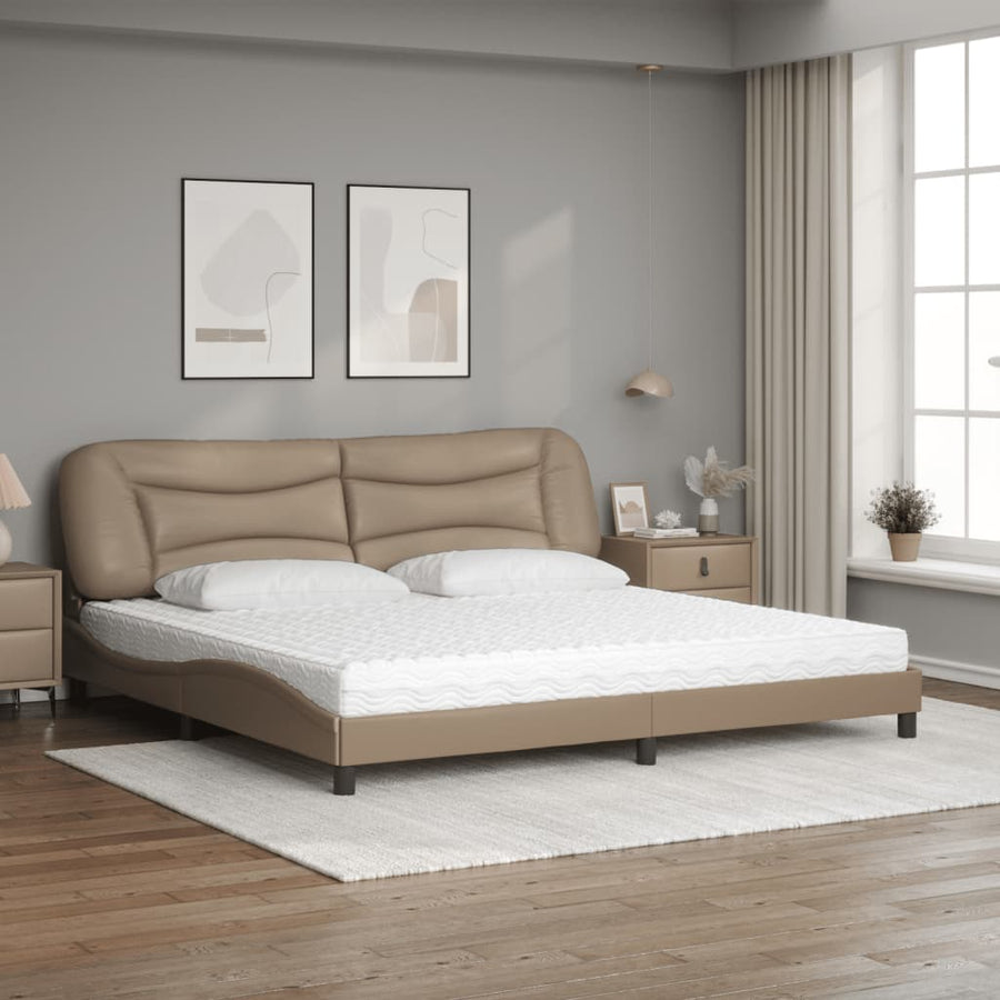 Bed met matras "Hvar" kunstleer cappuccinokleurig 200x200 cm