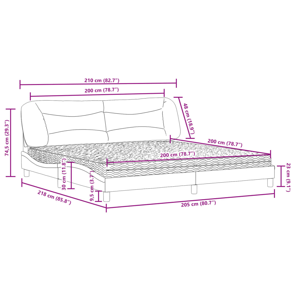 Bed met matras "Hvar" kunstleer cappuccinokleurig 200x200 cm