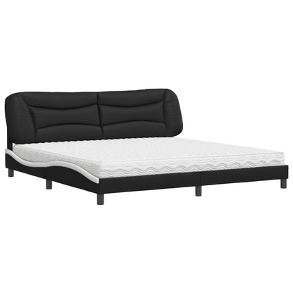 Bed Met Matras Kunstleer 200 x 200 cm Zwart en wit