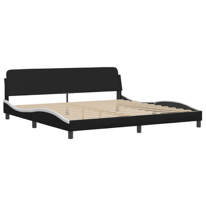 Bed Met Matras Kunstleer 200 x 200 cm Zwart en wit