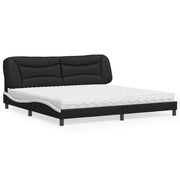 Bed met matras 200x200 cm zwart wit kunstleer