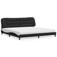 Bed Met Matras Kunstleer 200 x 200 cm Zwart en wit