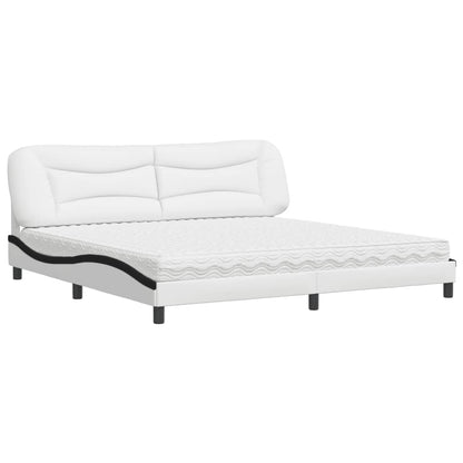 Bed met matras kunstleer wit en zwart 200x200 cm