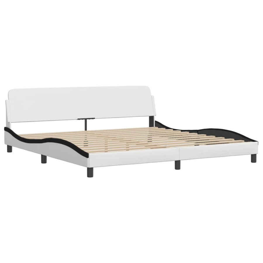 Bed met matras kunstleer wit en zwart 200x200 cm