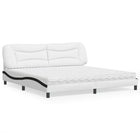 Bed with mattress "Hvar" faux leather white and black 200x200 cm