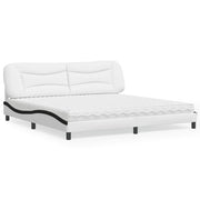 Bed met matras 200x200 cm kunstleer wit zwart