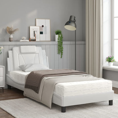 Bed Met Matras Kunstleer Wit 80X200 Cm