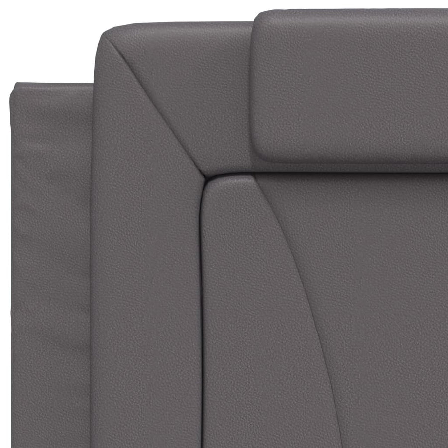 Bed Met Matras Kunstleer Grijs 80X200 Cm