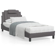 Bed "Viana" with mattress faux leather grey 80x200 cm