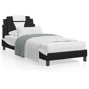 Bed "Viana" with mattress faux leather black and white 80x200 cm