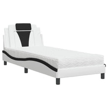Bed Met Matras Kunstleer En 80 x 200 cm Wit en zwart