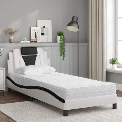 Bed Met Matras Kunstleer En 80 x 200 cm Wit en zwart