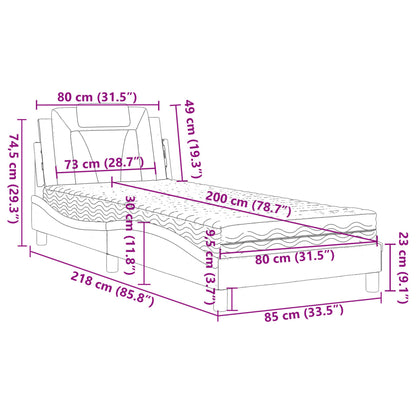 Bed Met Matras Kunstleer En 80 x 200 cm Wit en zwart