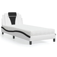 Bed Met Matras Kunstleer En 80 x 200 cm Wit en zwart