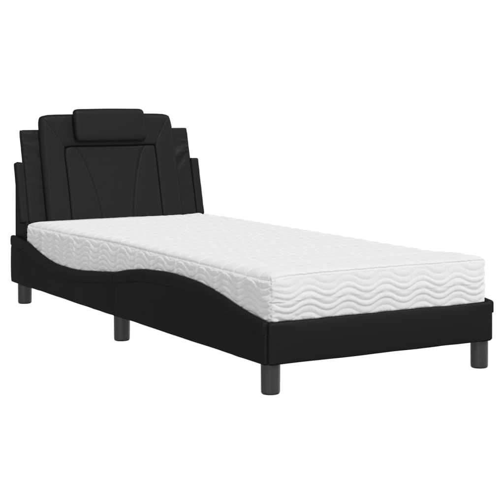 Bed met matras kunstleer zwart 90x190 cm