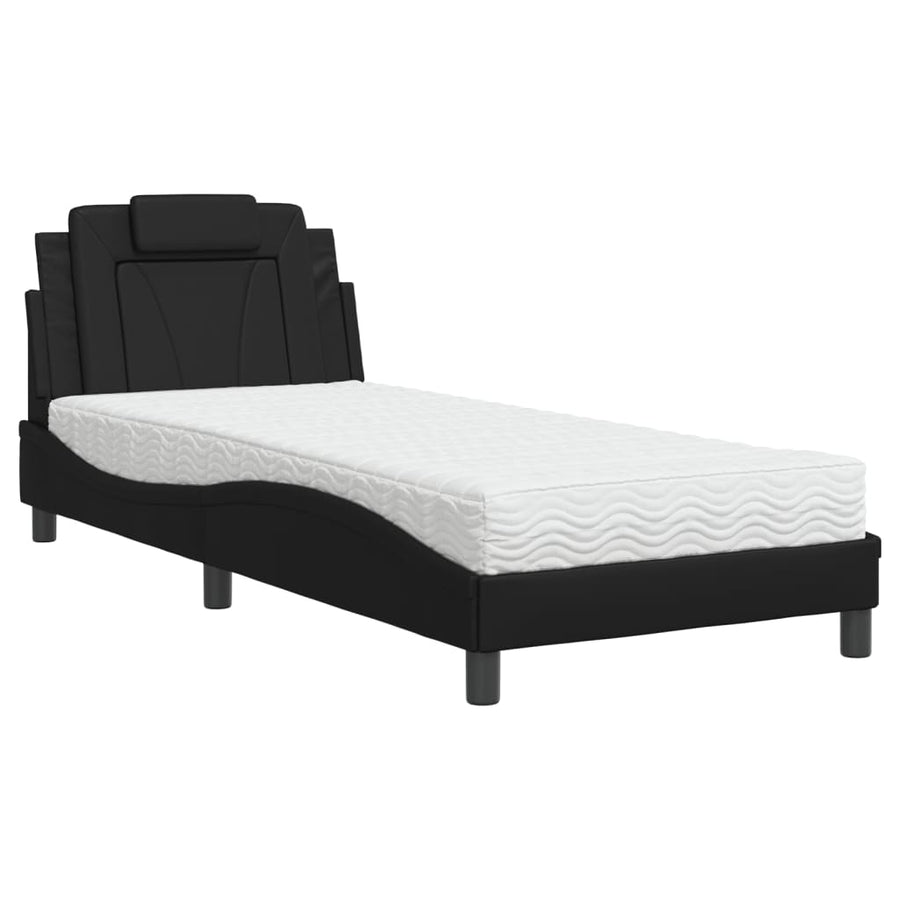 Bed met matras kunstleer zwart 90x190 cm
