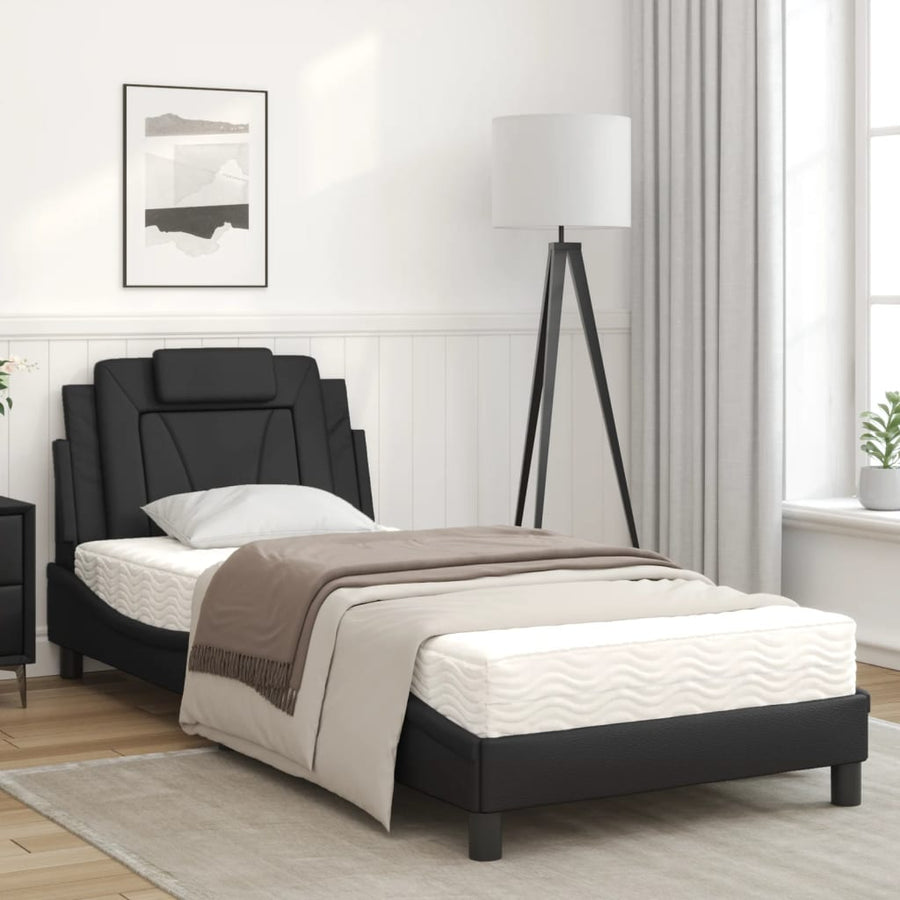 Bed met matras kunstleer zwart 90x190 cm