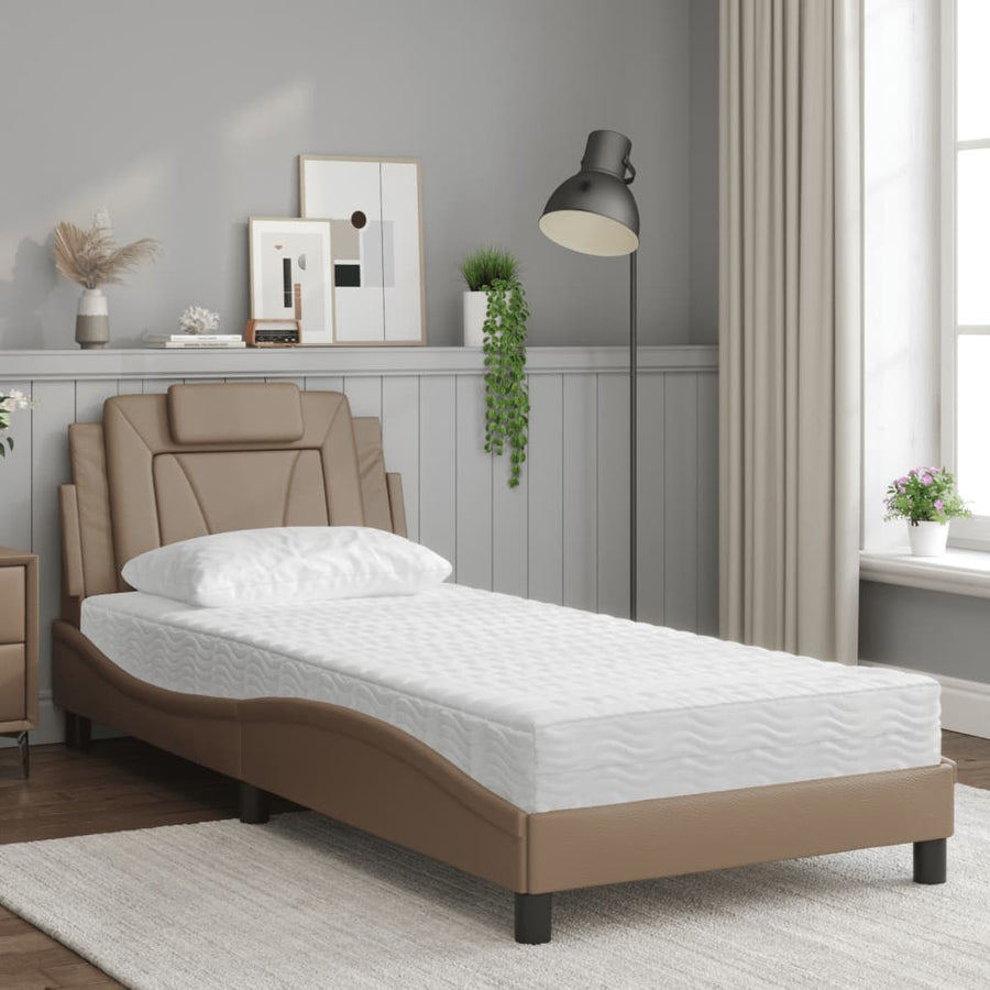 Bed "Viana" met matras kunstleer cappuccinokleurig 90x190 cm
