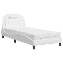 Bed Met Matras Kunstleer Wit 90X200 Cm